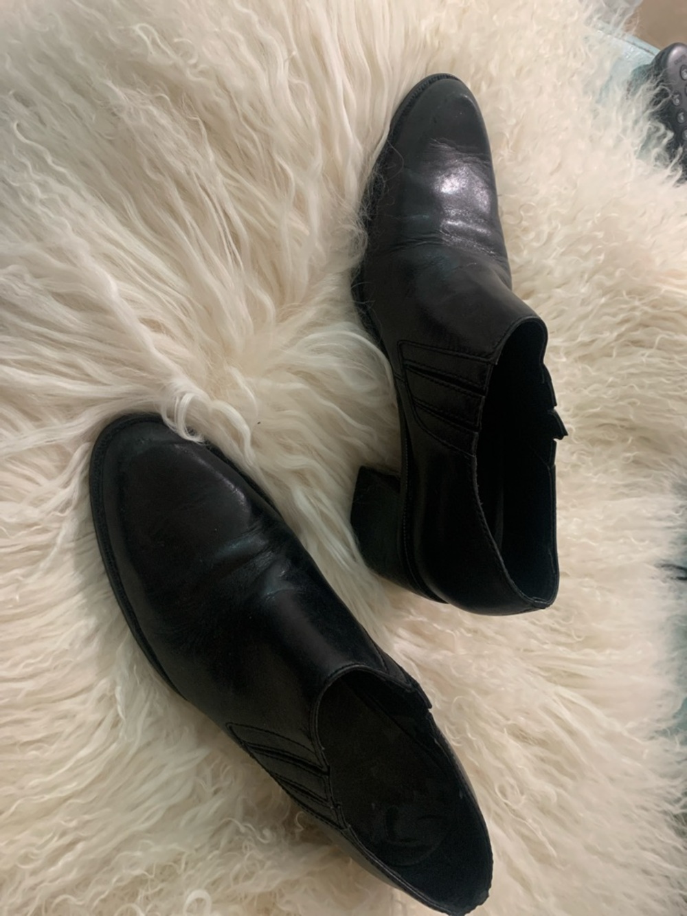 Bass Black Leather Western Ankle Boots